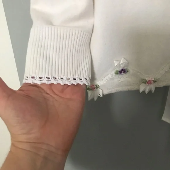 Soft feel no Itch Cotton Cardigan/Top Pretty Vintage classic quality - Picture 3 of 16